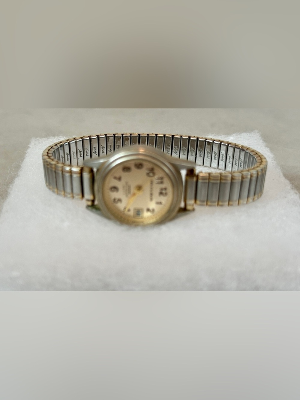 Vintage Milan Two Tone Ladies Wrist Watch Date Stretch Band Parts